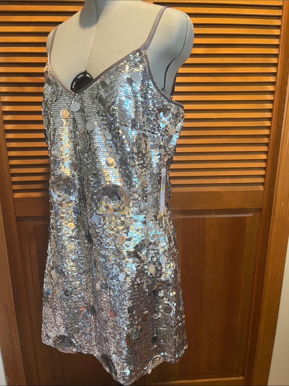 Women's Sweetheart Neck Dainty Sequin Slip Mini Dress - Picture 7 of 9